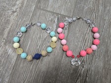 Baby Toddler Big Bobble Bead Necklaces, Set. Pink, Turquoise, Blue, Crystal