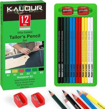 12 PCS Tailors Pencil Set, Sewing Fabric Pencils and Fabric Marker Pens for 