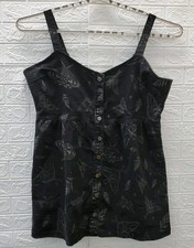 New DISTURBIA Callopistria Moth Print Sleeveless Denim Mini Dress Black Size 16