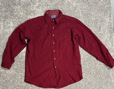 Vintage Pendleton 100% Virgin Wool Shirt Large Red Elbow Patches Made in USA