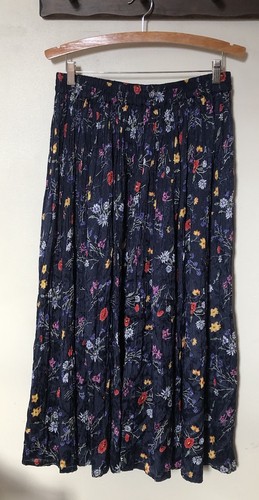 Vtv Requirements Womens M Lightweight Navy Wildflower Pull On Long Skirt Cottage