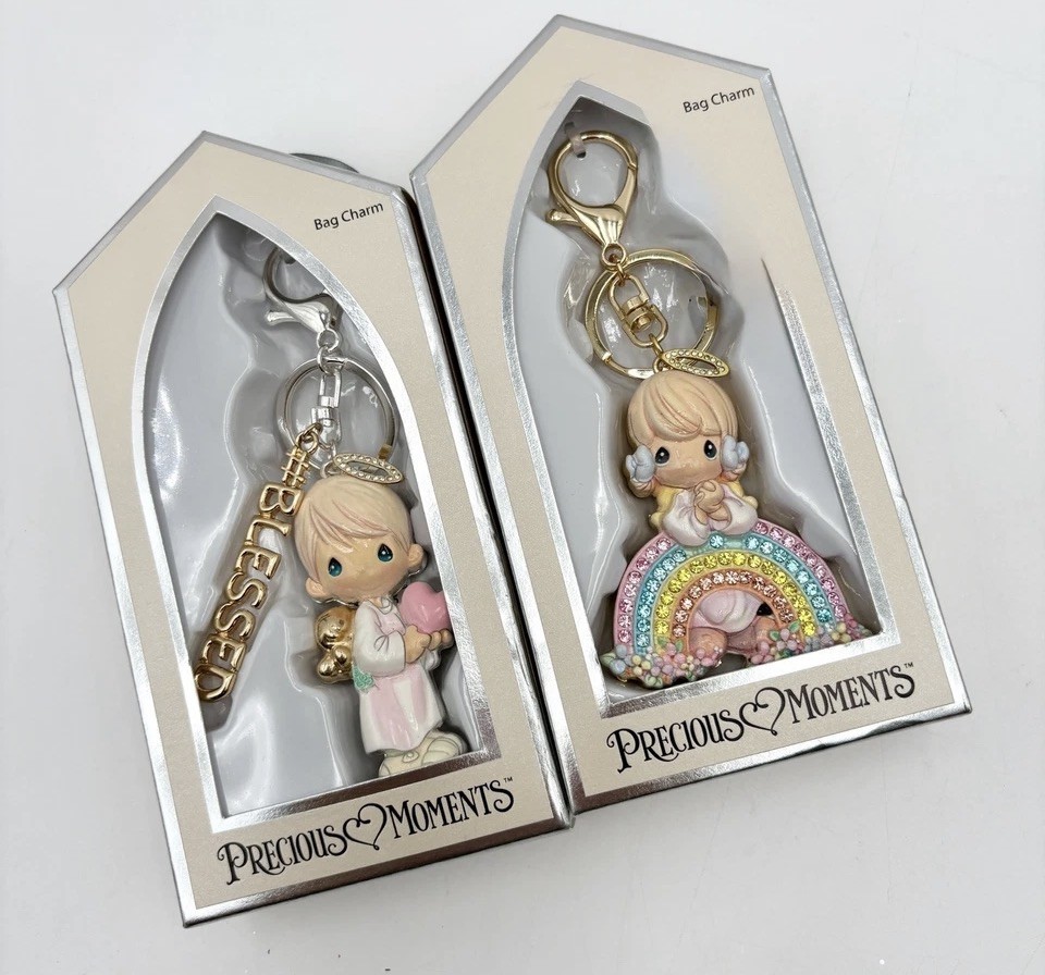 Precious Moments Bag Charms Angel Rainbow & Blessed Keychains New