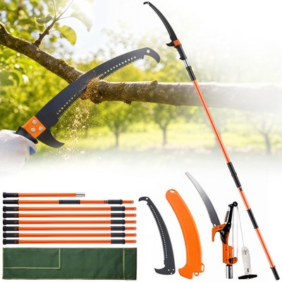VEVOR Manual Pole Saw Extendable Tree Pruner 7.3-27 ft Fiberglass Pole Scissors