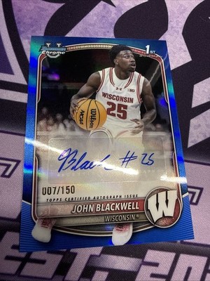 John Blackwell  2025-26 Bowman Chrome Auto 1st Prospect True Blue Refractor /150