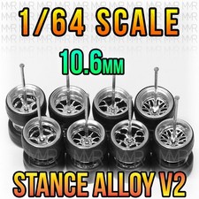164 Scale Chrome Stance Alloy V2 Real Rider Wheels Rims Tires Set For Hot