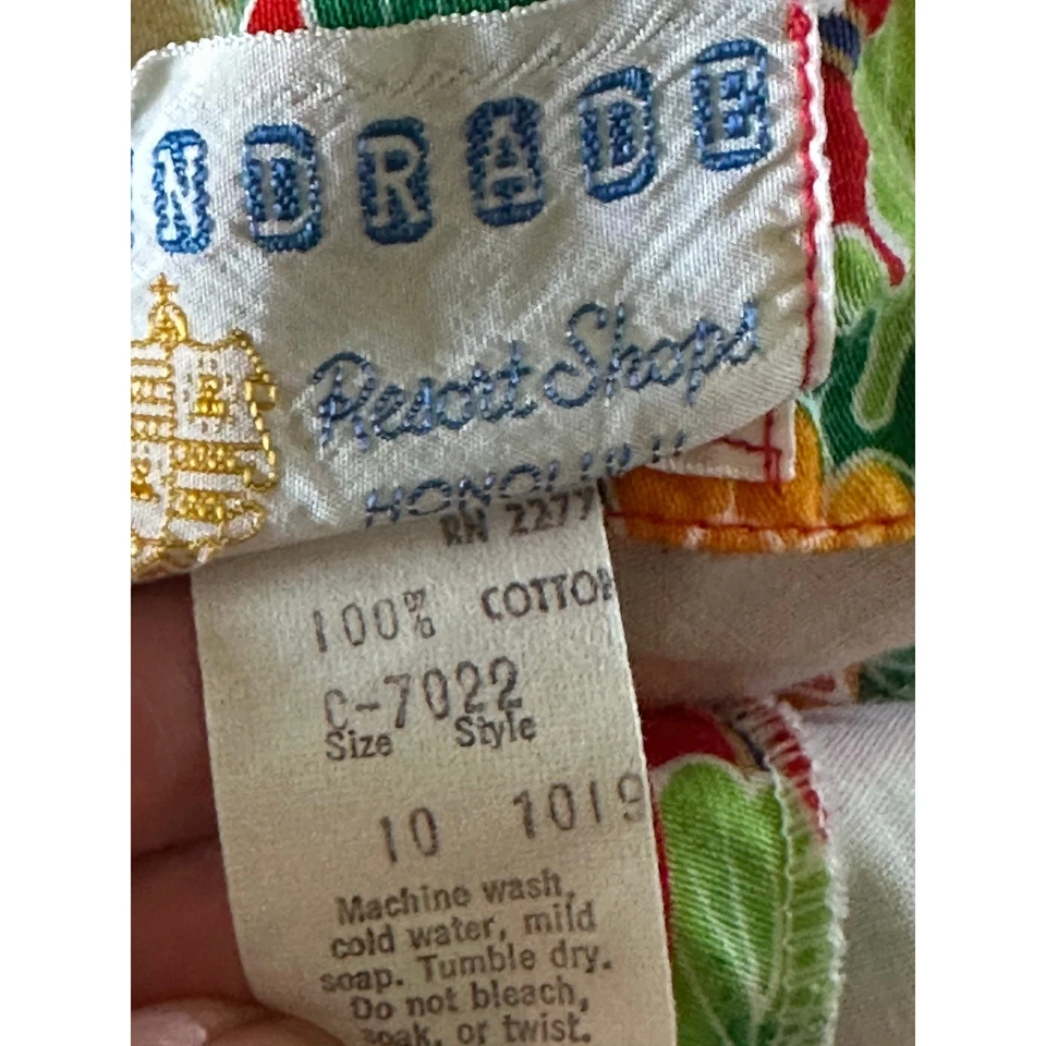 Vintage Andrade Womens Hawaiian Dress Size Sm4-6 Red Floral Tropical Print Maxi - Image 3 of 4