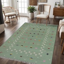 Handwoven Cotton Dhurrie Kilim Rug Color Multicolor Design Handmade Carpet Rug