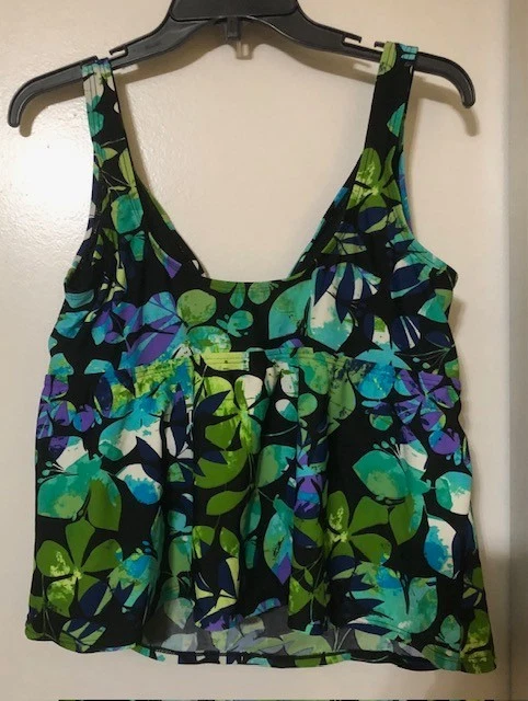 Maiô feminino Delta Burke 18W 2 peças regata com saia tropical e preta ~EUC~ - Imagem 4 de 4