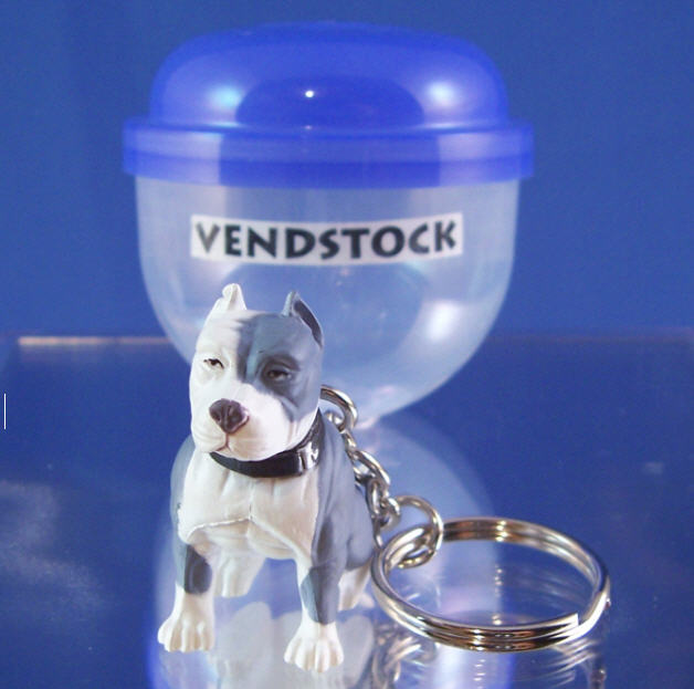 Hood Hounds Pit Bull Terrier #25 Dangler Keychain – Dog Figure Fan Light Pull – Gray Raider