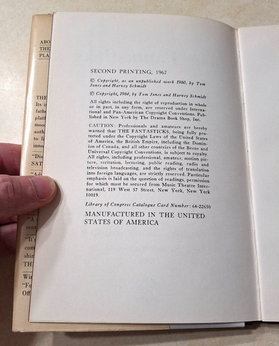 The Fantasticks Tom Jones Schmidt 1964 Vintage Hardcover DJ 1967 2nd Print 1960s - Picture 7 of 18