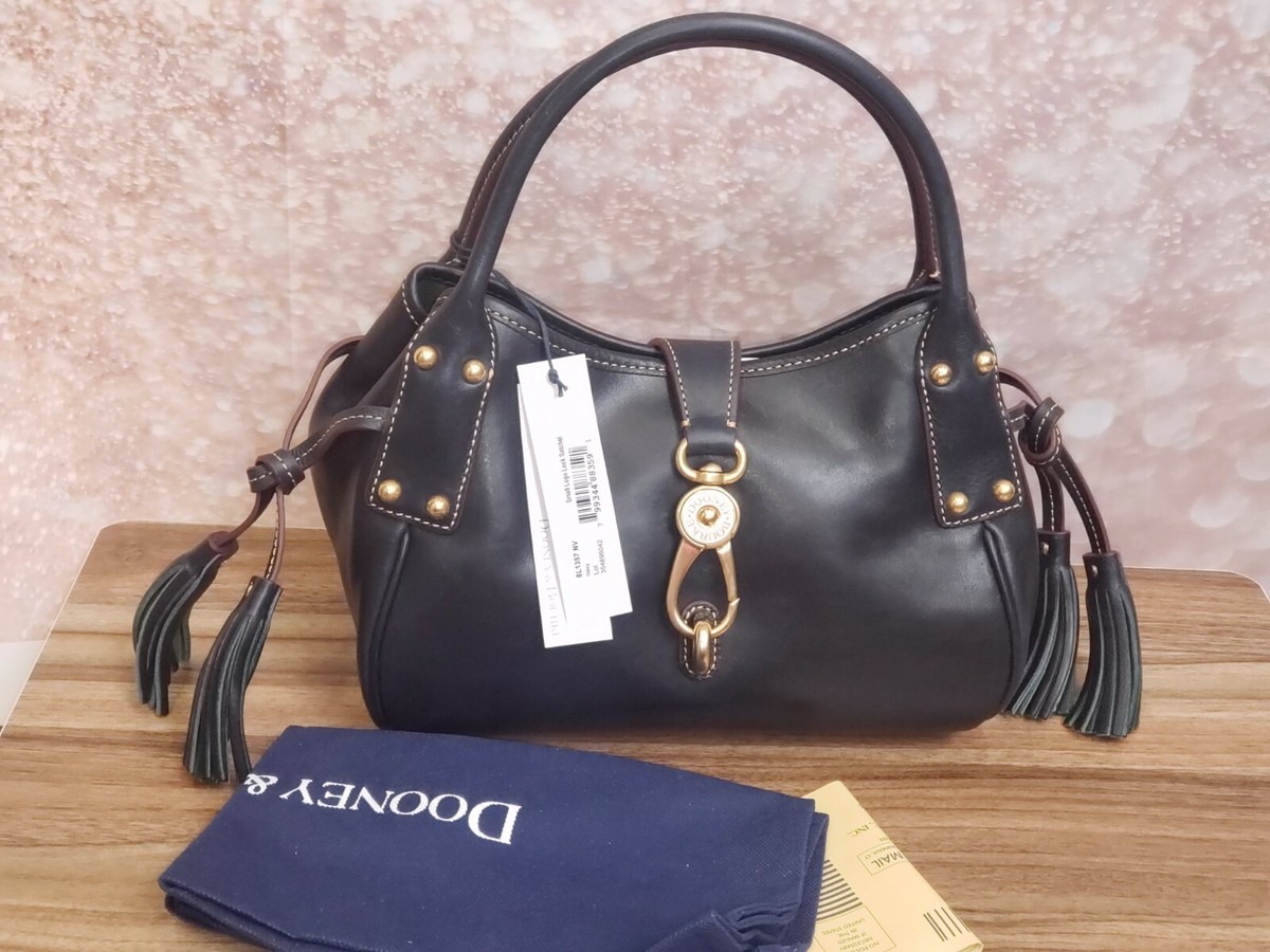 Dooney & Bourke Florentine Leather Small Logo Lock Satchel - Navy