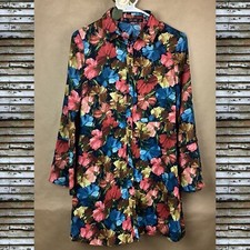 Zara Basic Collection Vibrant Floral Romper Size S Front Buttons Tie Sleeves