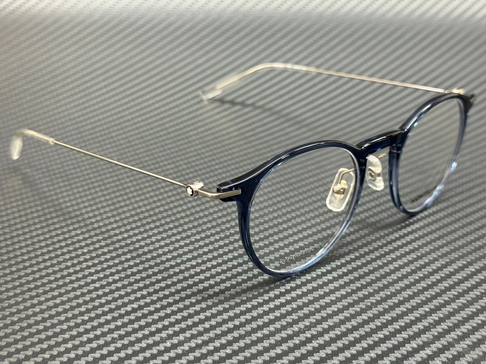 Gafas Mont Blanc MB0099O 004 azules redondas para hombre 48 mm Foto 3 de 4