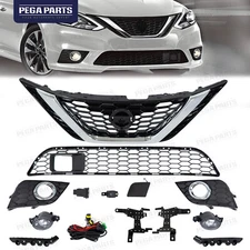 Front Grille Foglights Bezels Brackets For 2016-2019 Nissan Sentra SL/R/V 11PCS