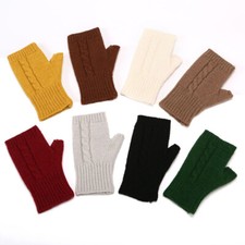 Thermal Fingerless Gloves Men Women Knitted Warm Winter Half Finger Mittens US 