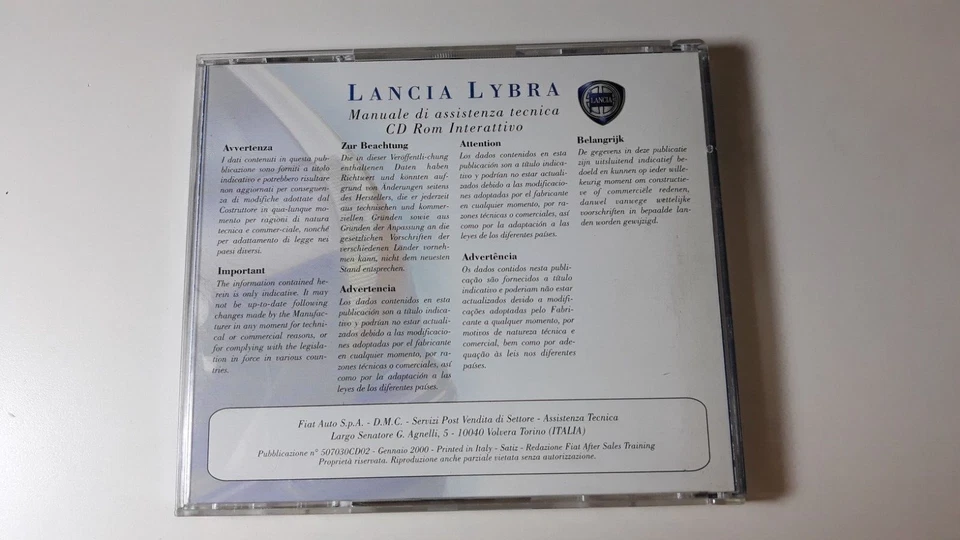 Manuale assistenza tecnica Lancia Lybra su DVD N. 02 per officine pubb anno 2000 - Immagine 2 di 4