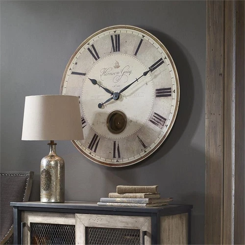 Uttermost Harrison 30" Round MDF Brass Aluminum Wall Clock in Bronze and Ivory - Picture 2 of 3