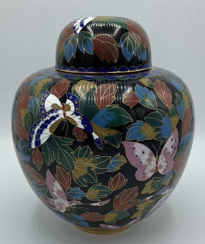 Cloisonné Butterfly Cremation Urn & Stand Outstanding Workmanship 10 1/2” - Picture 6 of 12