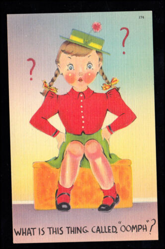 USA Kids-AK Girls with Question Marks - She Sits on a Box, Unused - Picture 1 of 2