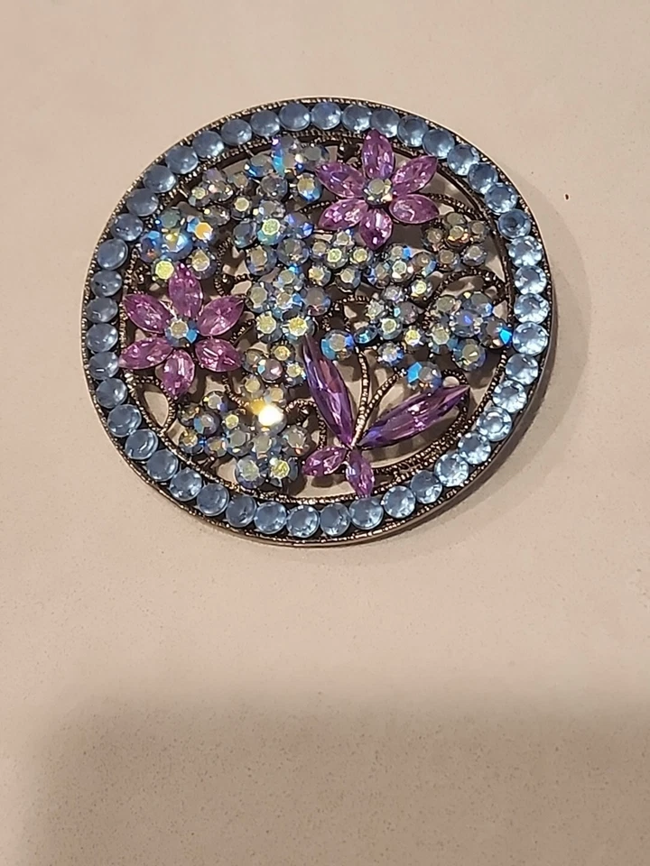 Broche prendedor para mujer Ann Taylor flores mariposa pedrería aurora boreal Foto 3 de 4