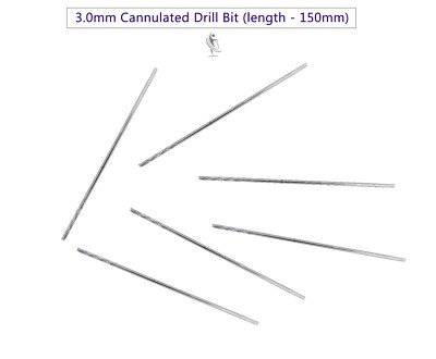 Cannulated Drill Bit 3.0mm x 150mm lot of 5 pcs veterinary instrument