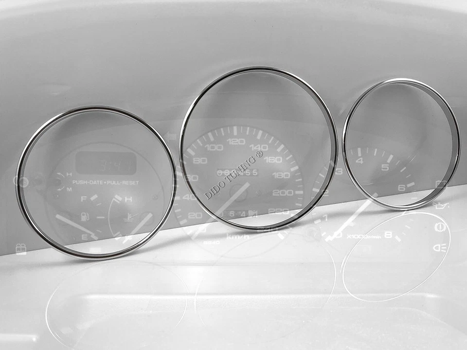 Para Mazda 323 BG 1989-1994 Aluminio Pulido Cuadro Cromo Anillos x3 Foto 4 de 4