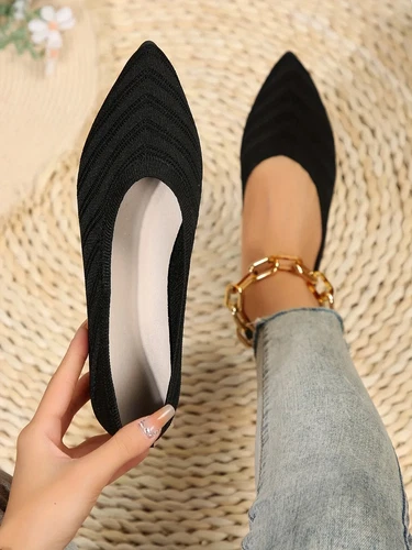 Pointed Toe Shoes Knitted Slip on Shoes Breathable Ballet Flats Loafers Comfort - Picture 16 of 29