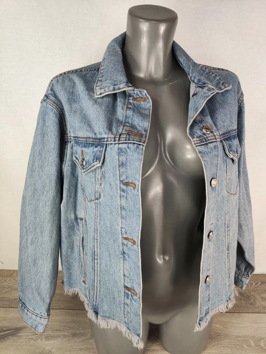 Ripped light cheap denim jacket