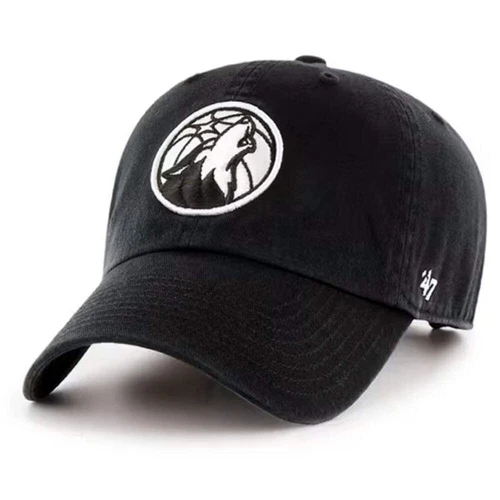 Minnesota Timberwolves '47 Brand Black Clean Up Logo Adjustable Hat
