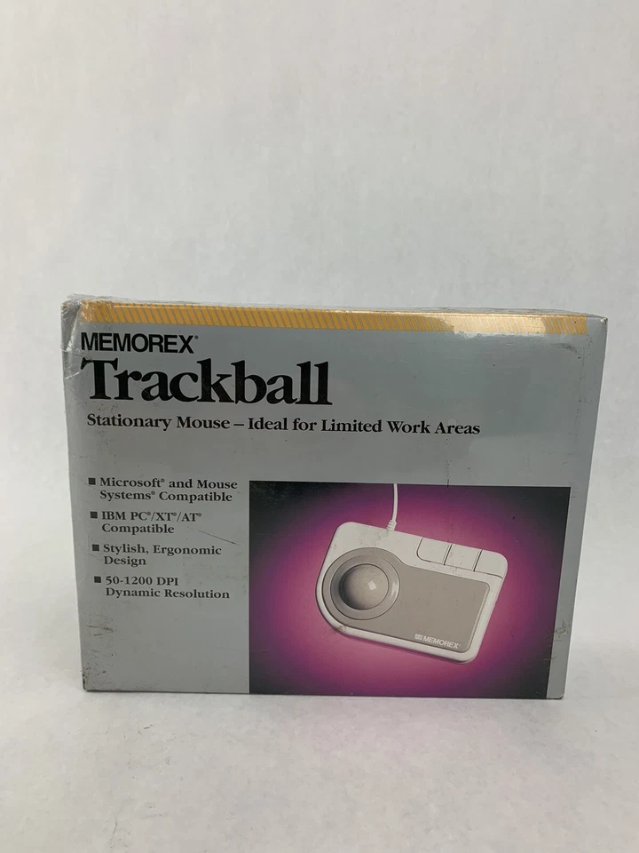 Memorex Trackball Mouse Ergonomic PC Wired Vintage NOS 3202-2313 - Image 2 of 4