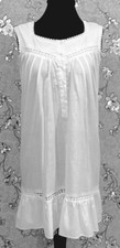 Victorian Cotton Nightgown Sleeveless Ruffle Hem Vintage Style SoieRose SR1137