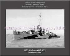 USS Halloran DE 305 Personalized Canvas Ship Photo Print Navy Veteran Gift
