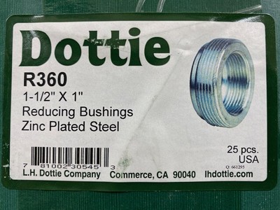 Zinc Plated Steel Reducing Bushing Pack of 5 1-1//4 x 1