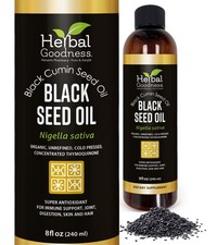 Black Seed Oil - Organic Cold Pressed Nigella Sativa, Black Cumin Seed Oil wi...
