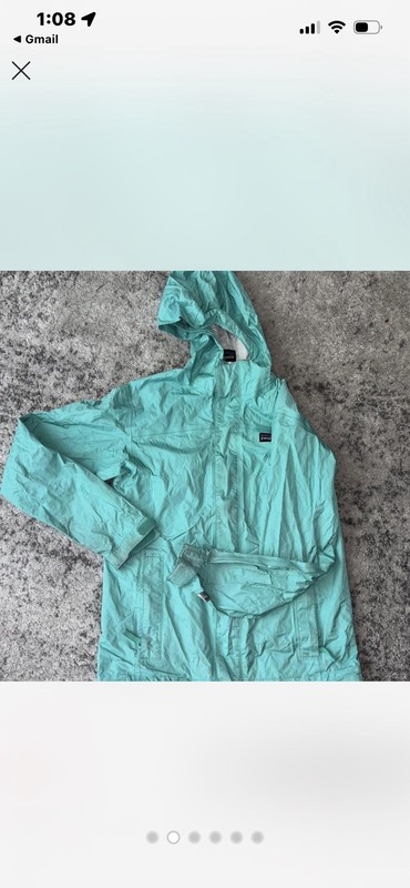Patagonia Teal Waterproof Jacket Hooded Full Zip Pockets Outdoor Girls 12 Large
