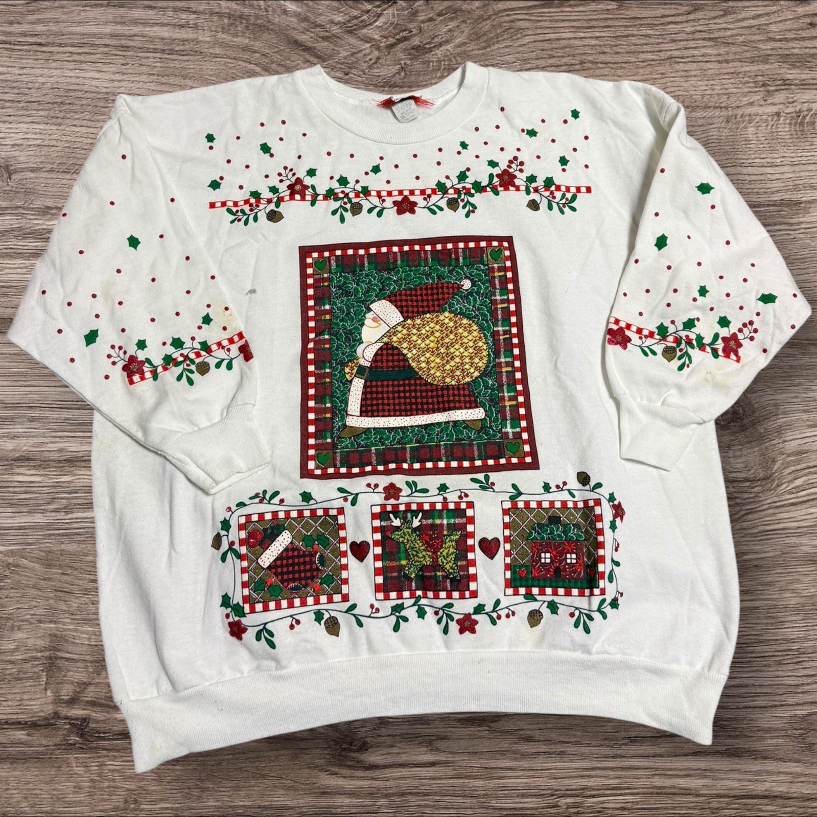 VINTAGE Nut Cracker Sweater Womens XL Crewneck Christmas Santa 90s