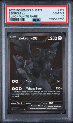 2025 POKEMON BLK EN-BLACK BOLT BLACK WHITE RARE #172 ZEKROM EX PSA 10