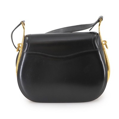 HERMES Passe Guide Shoulder Bag Box calf Black Vintage Purse