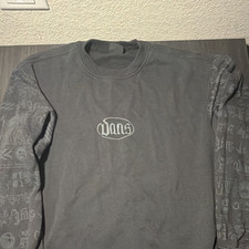 VANS Men's L Black/Gray Graphic Print Sleeve Crew Neck Fleece Pullover