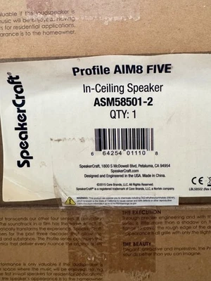 Speakercraft Profile AIM8 FIVE in-ceiling Speakers . White grill. New.