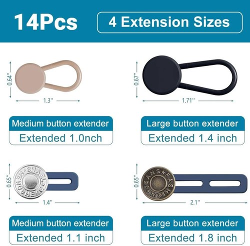 14 PCS Button Extenders for Jeans, Pants Extender, Multiple Colors - Picture 4 of 5