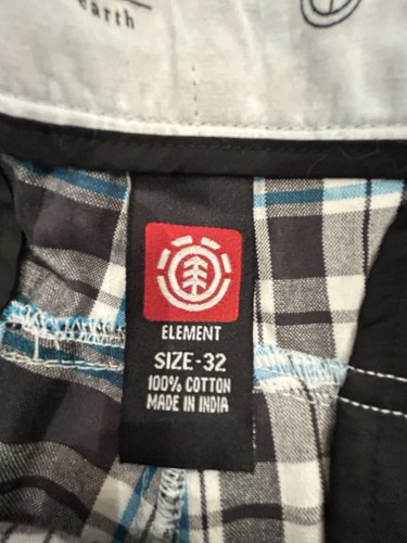 Element Men’s Shorts 32 Plaid Cotton 10.5” Inseam NWT Turquoise Black White - Picture 4 of 9