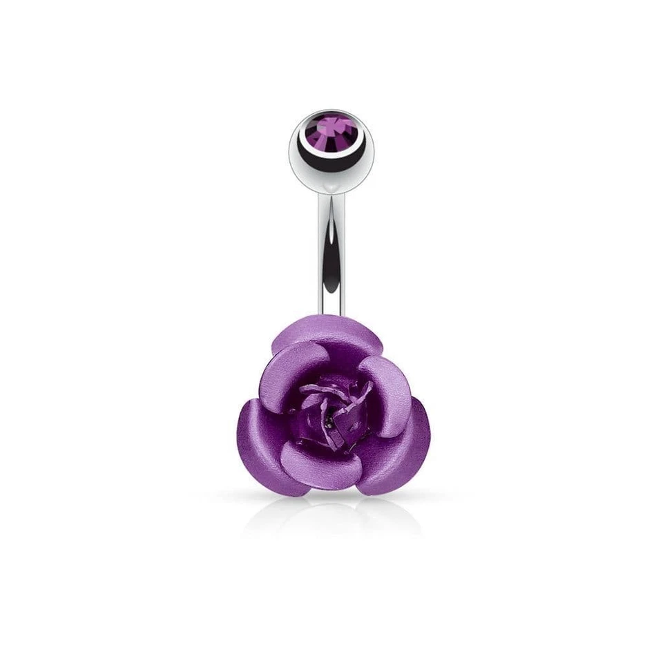 14g Rose Flower Surgical Steel Navel Ring Beach Floral Love Summer Travel - Image 3 of 4
