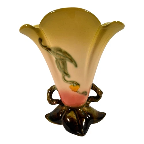 Hull 1950s Woodland Art Pottery Pedestal Vase 9" Tall Glossy Number W-16 Vintage