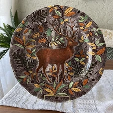 Vintage Gien France Ceramic Stag Deer 13” Chop Plate