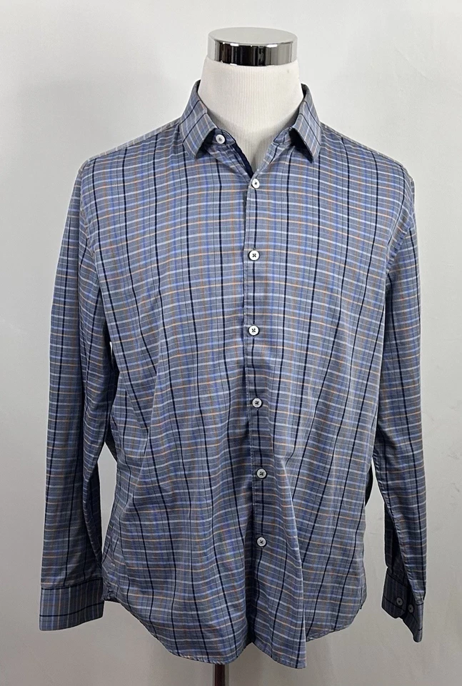 Camisa de Vestir Original Penguin 17 34/35 Heritage Calce Ajustado Gris Mezcla de Algodón a Cuadros Foto 2 de 4