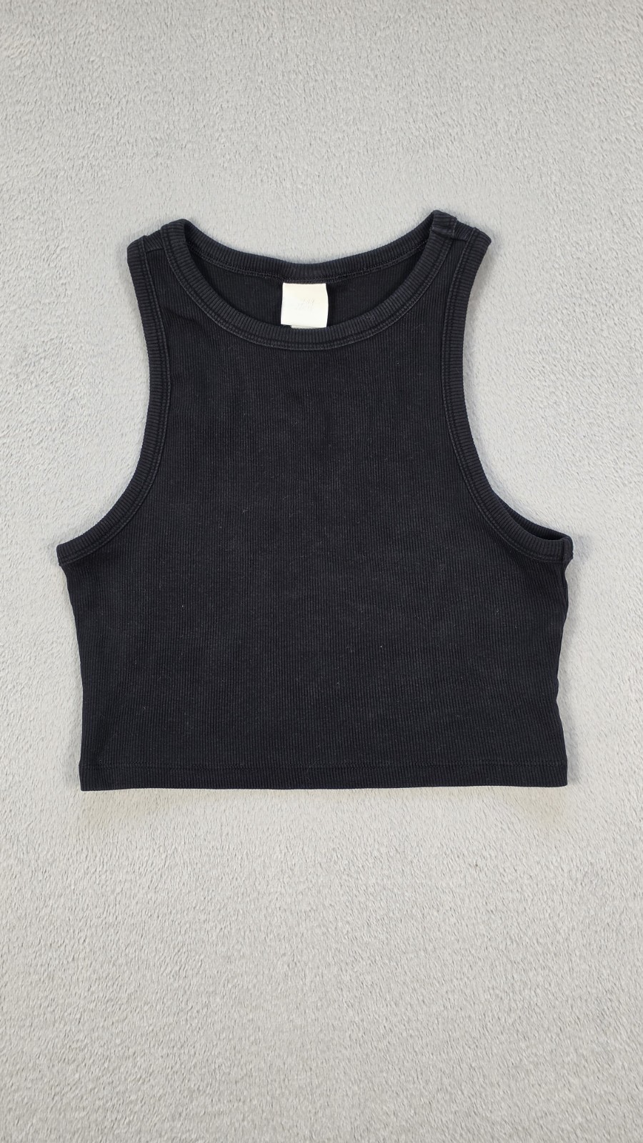 H&M Women’s Black Ribbed Crop Tank Top Sleeveless Stretch Size S