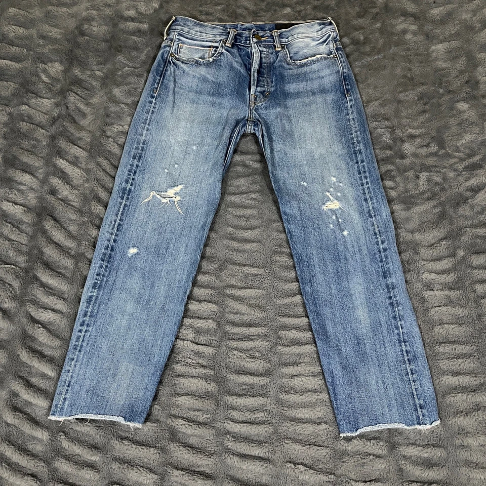 Jeans Vince Ribete 26 Slouch Union Recortados Rectos Azul Envejecido Hechos en EE. UU. Foto 2 de 4