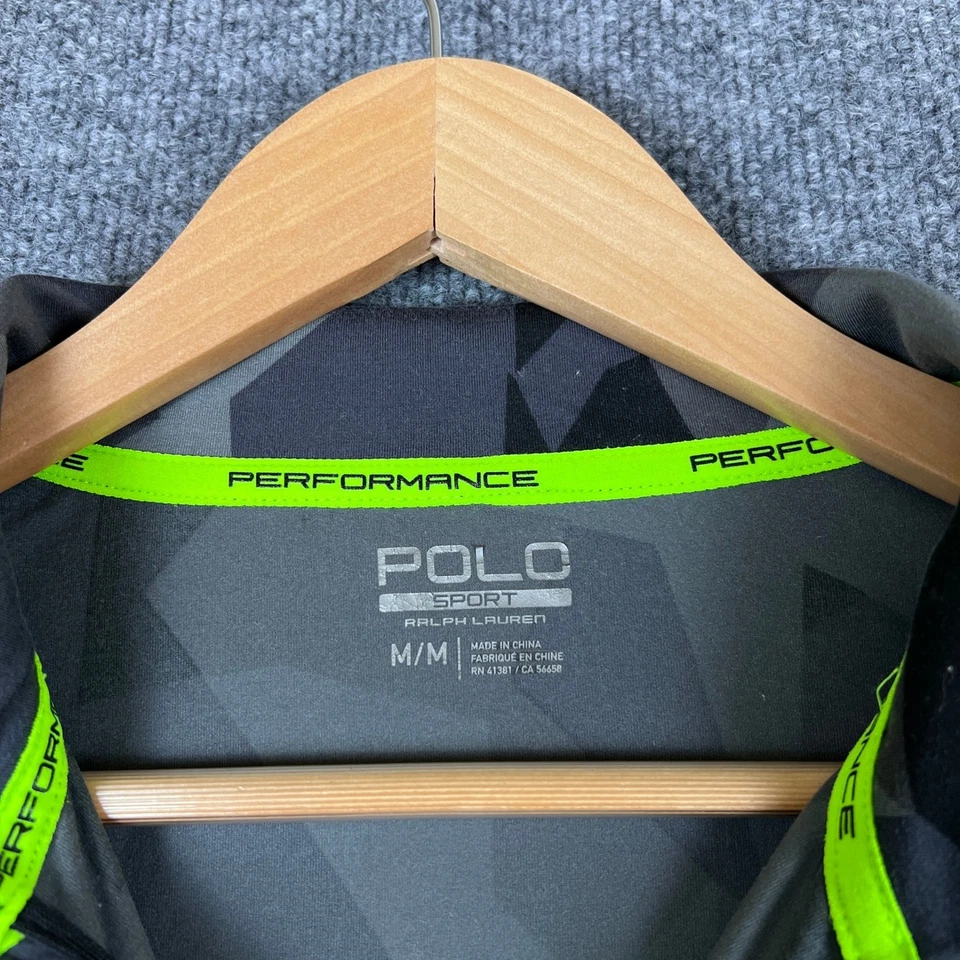 Polo Sport Ralph Lauren Pullover Para Hombres M Gris Camuflaje 1/4 Cremallera Rendimiento Elástico Foto 3 de 4