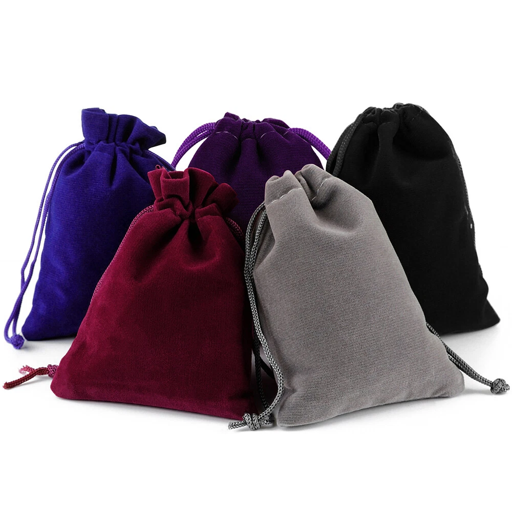 Wine Red Velvet Drawstring Bag For Wedding Favour, Jewellery